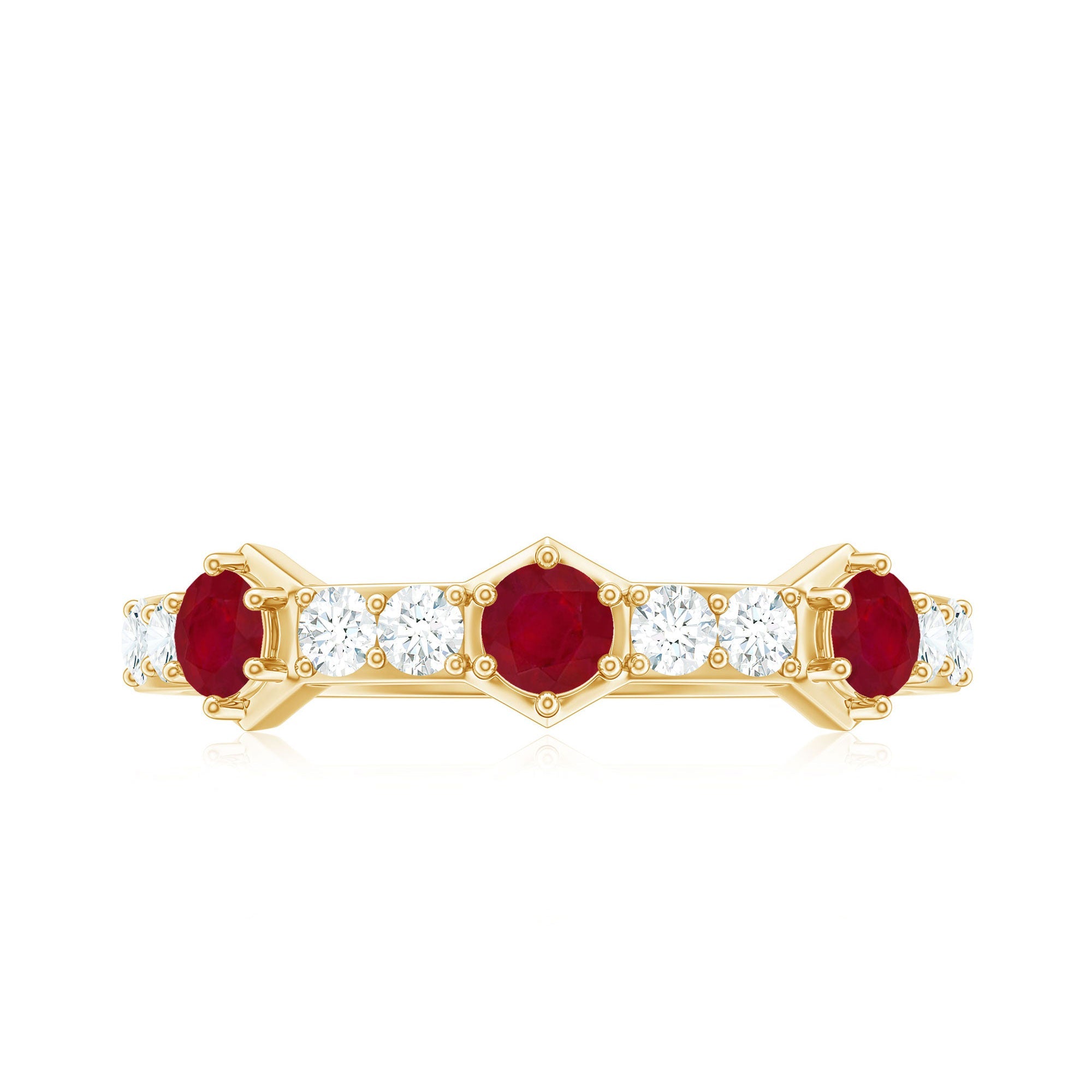 Natural Ruby Diamond Half Eternity Ring for Women