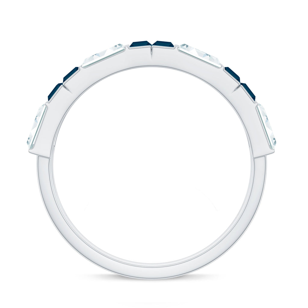 Baguette London Blue Topaz Alternate Eternity Band with Moissanite
