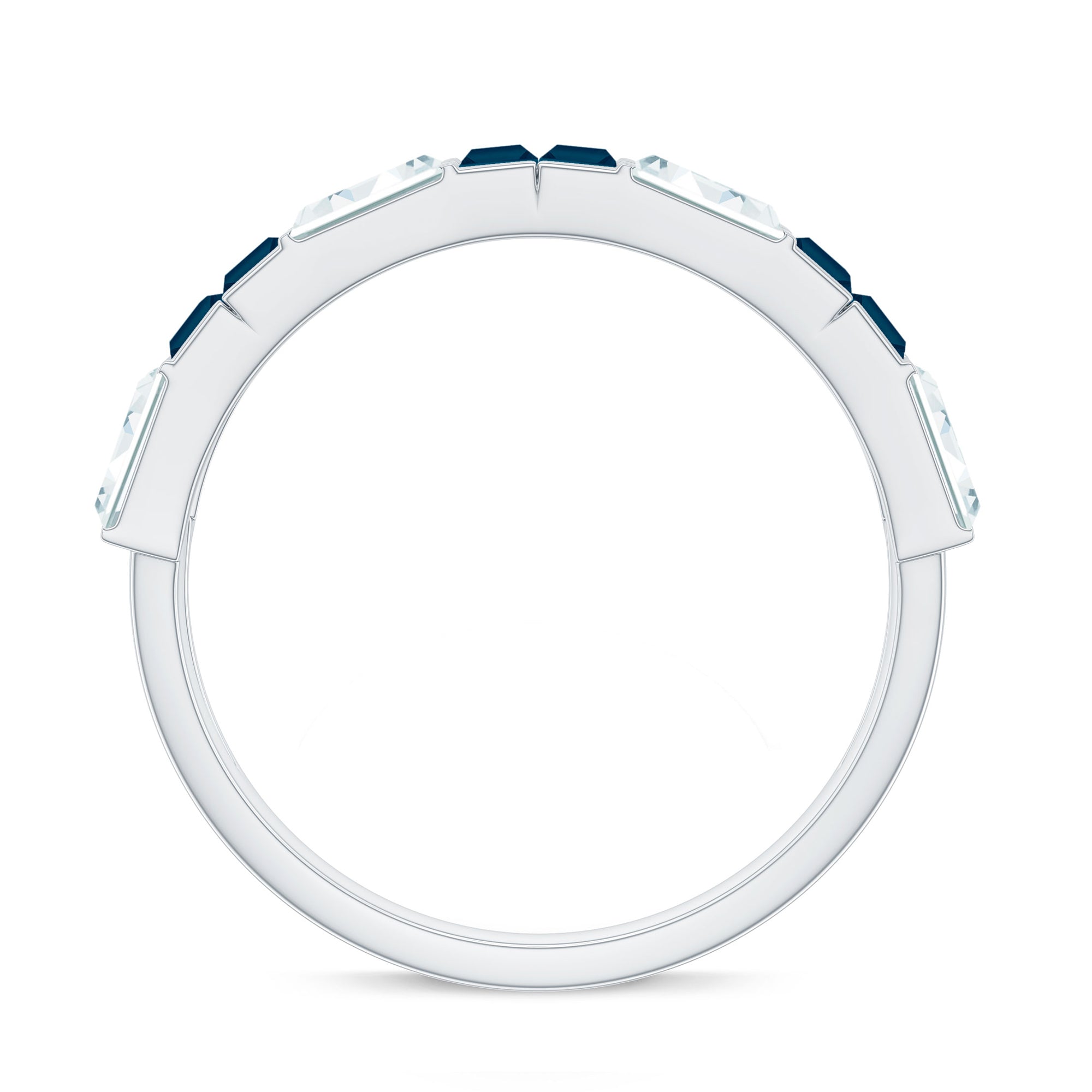 Baguette London Blue Topaz Alternate Eternity Band with Moissanite