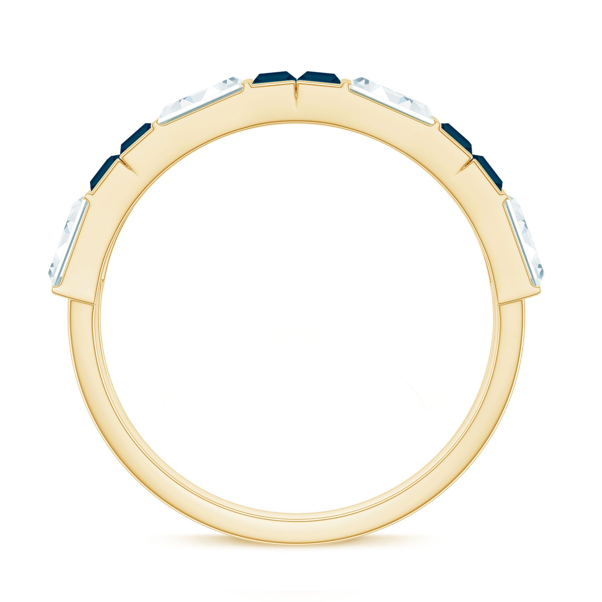 Baguette London Blue Topaz Alternate Eternity Band with Moissanite