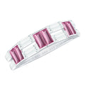 Baguette Shape Pink Tourmaline and Moissanite Half Eternity Ring