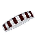 Classic Garnet Baguette Eternity Wedding Band with Diamond
