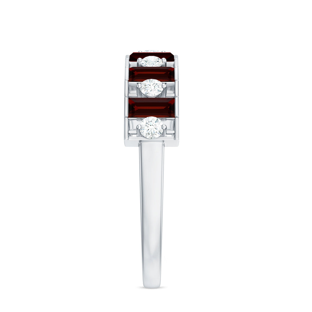 Classic Garnet Baguette Eternity Wedding Band with Diamond