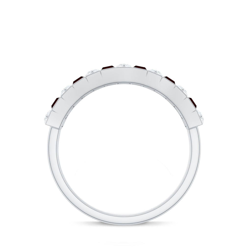 Classic Garnet Baguette Eternity Wedding Band with Diamond