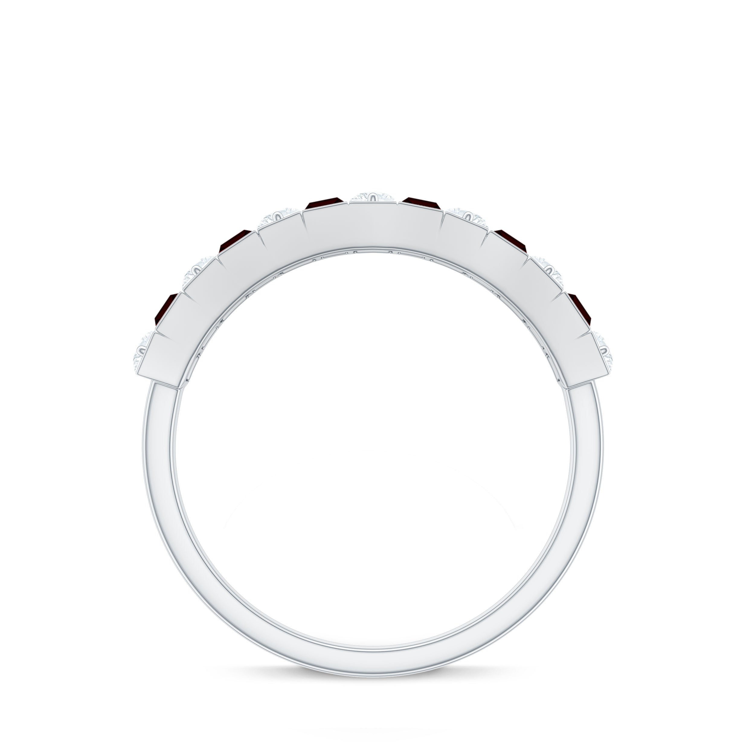 Classic Garnet Baguette Eternity Wedding Band with Diamond