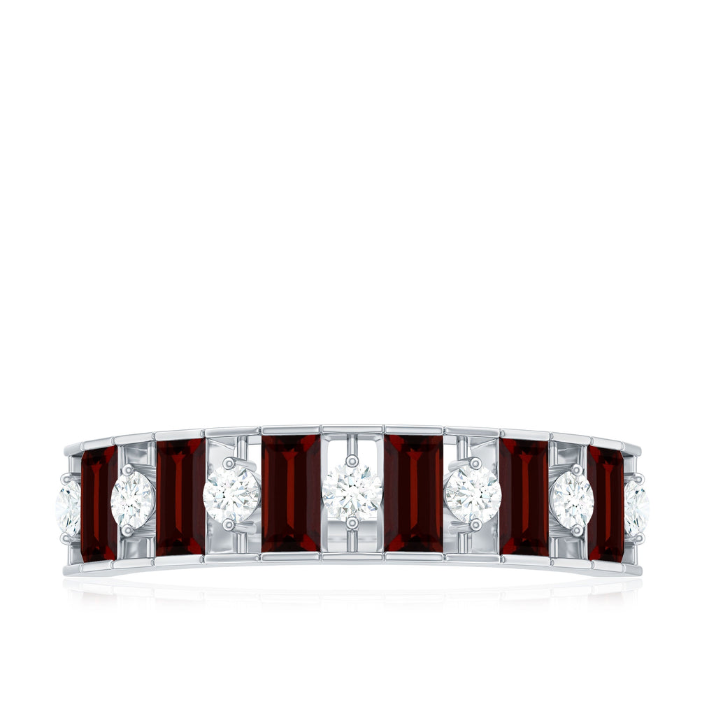 Classic Garnet Baguette Eternity Wedding Band with Diamond