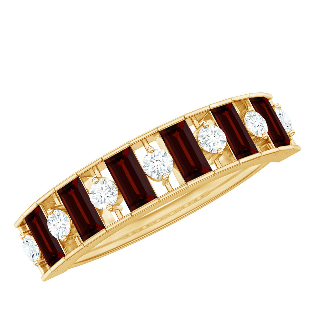 Classic Garnet Baguette Eternity Wedding Band with Diamond