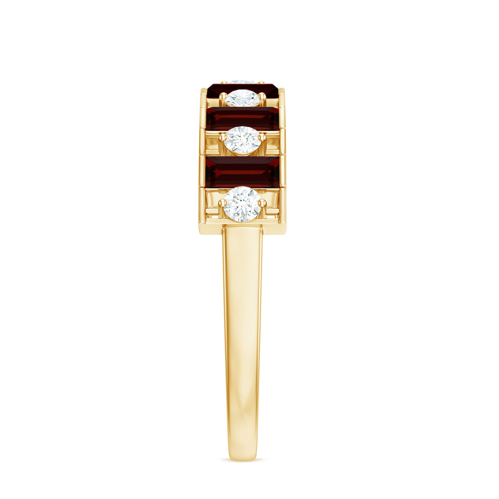 Classic Garnet Baguette Eternity Wedding Band with Diamond