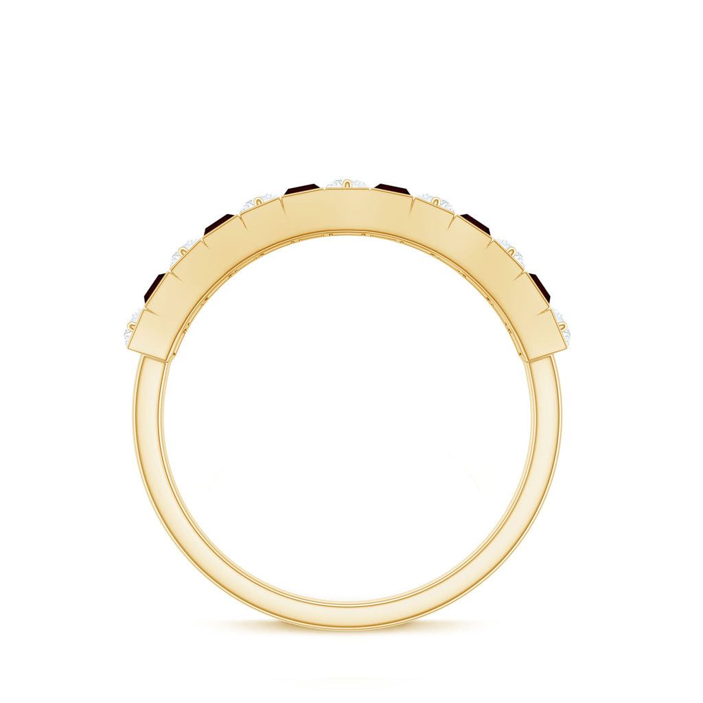 Classic Garnet Baguette Eternity Wedding Band with Diamond