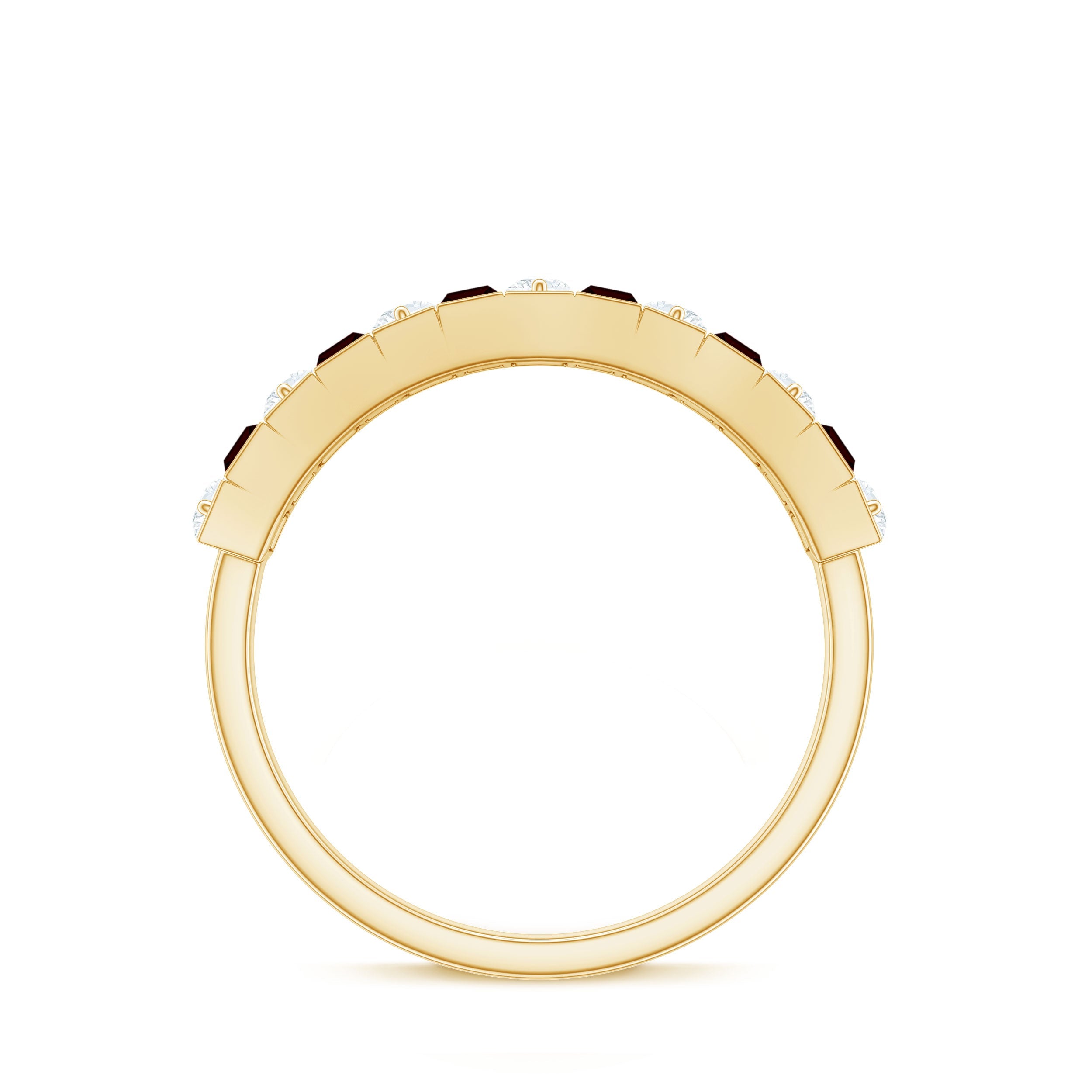 Classic Garnet Baguette Eternity Wedding Band with Diamond