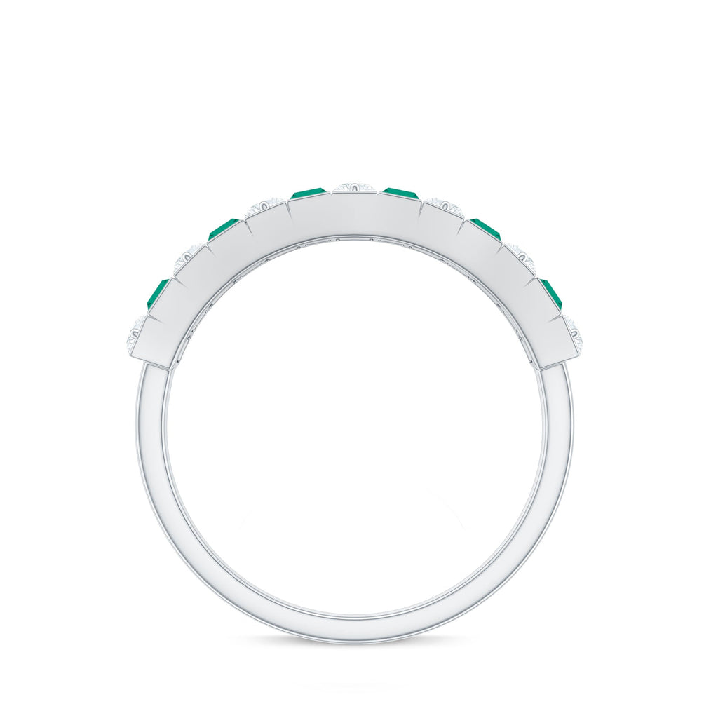 Certified Baguette Lab Grown Emerald Diamond Half Eternity Anniversary Band