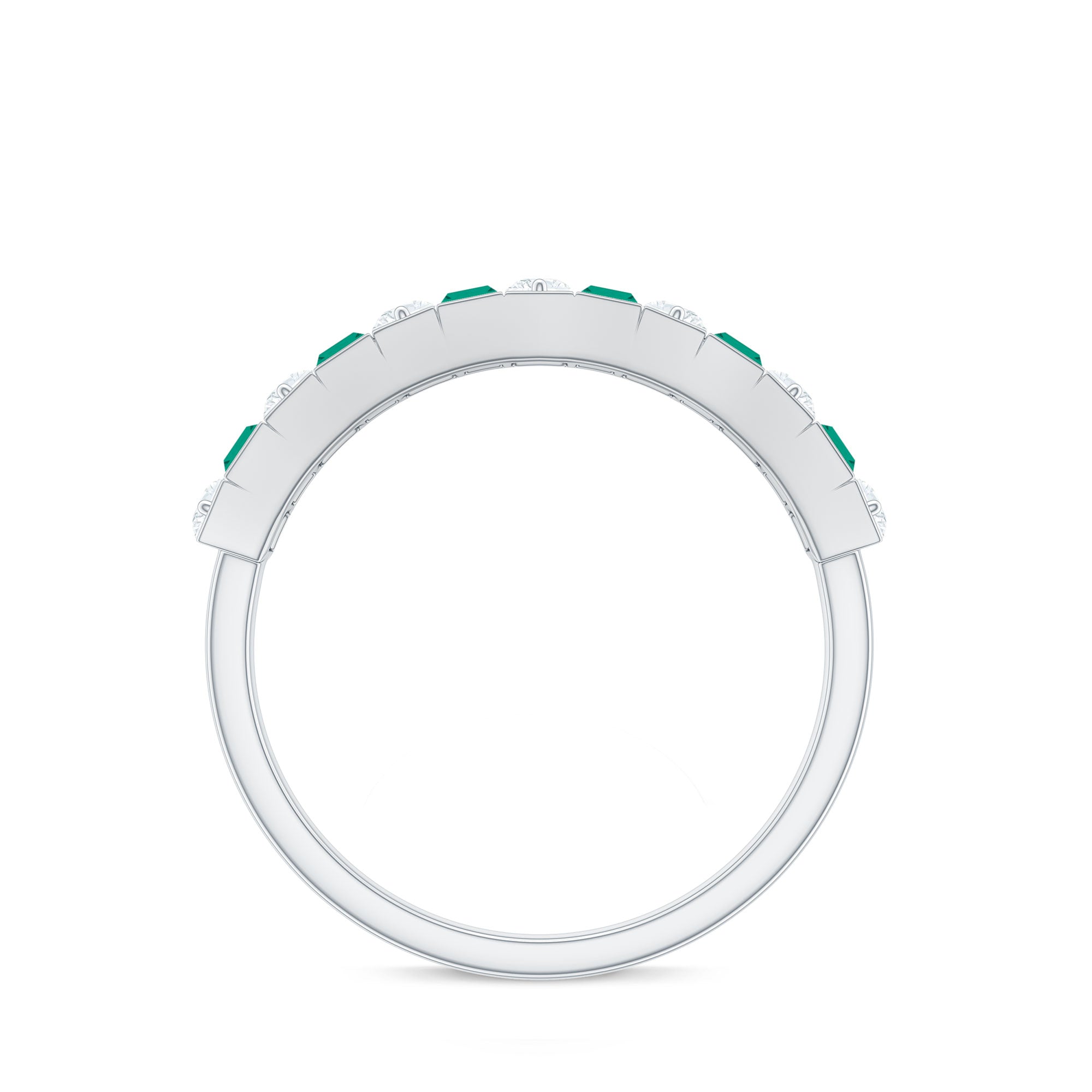 Certified Baguette Lab Grown Emerald Diamond Half Eternity Anniversary Band