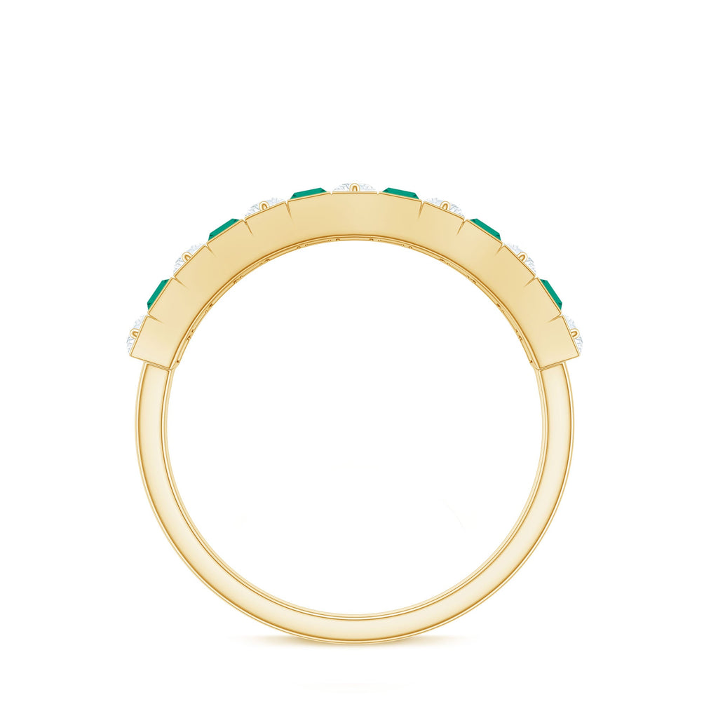 Certified Baguette Lab Grown Emerald Diamond Half Eternity Anniversary Band