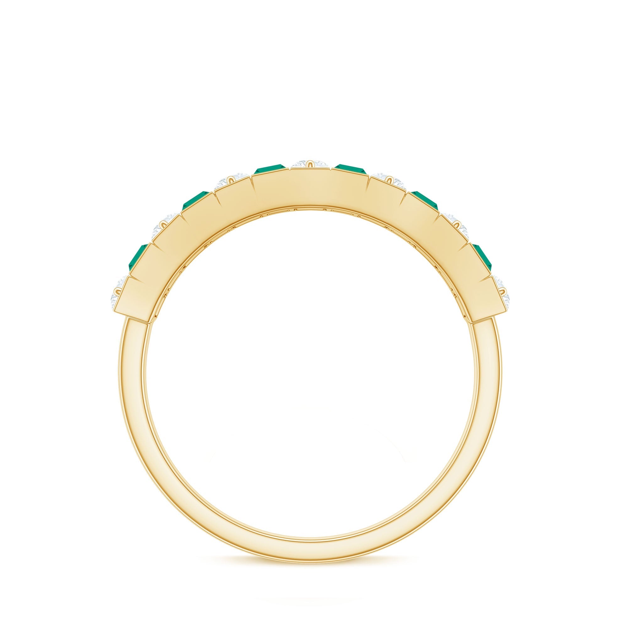 Certified Baguette Lab Grown Emerald Diamond Half Eternity Anniversary Band
