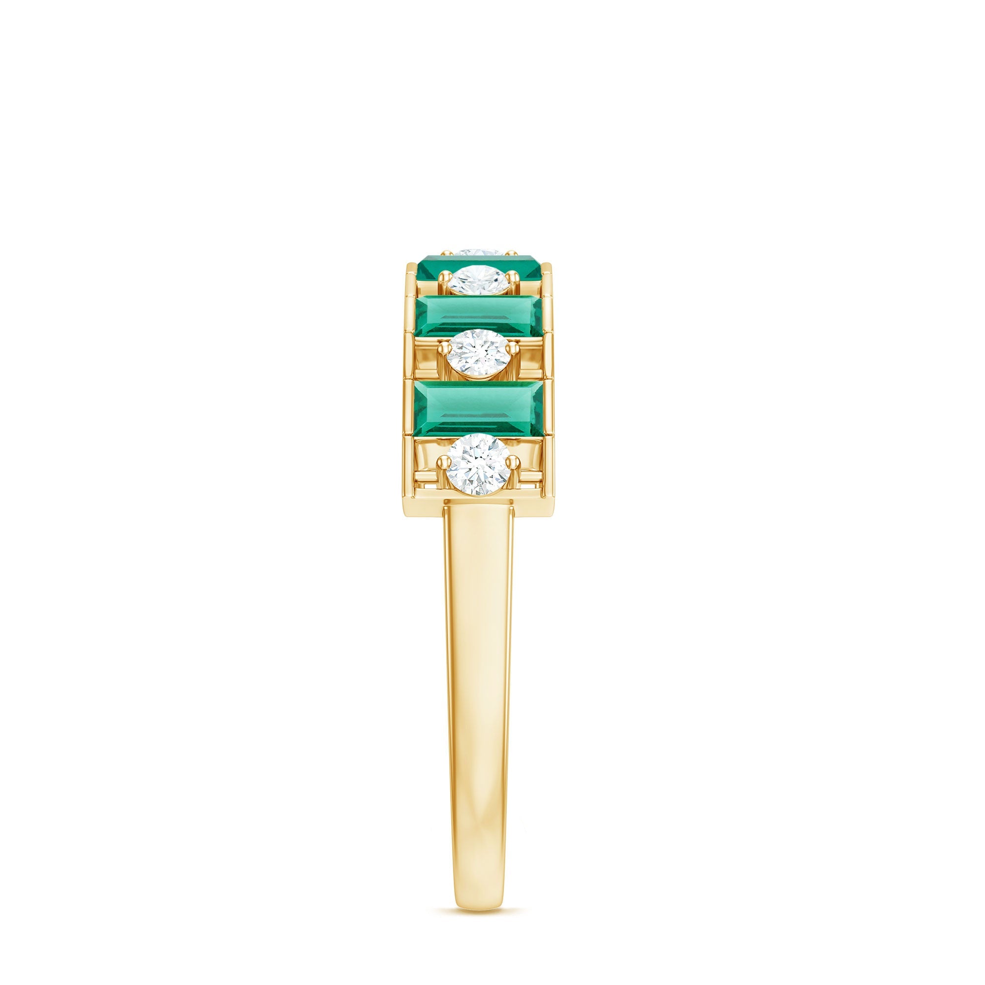 Certified Baguette Lab Grown Emerald Diamond Half Eternity Anniversary Band