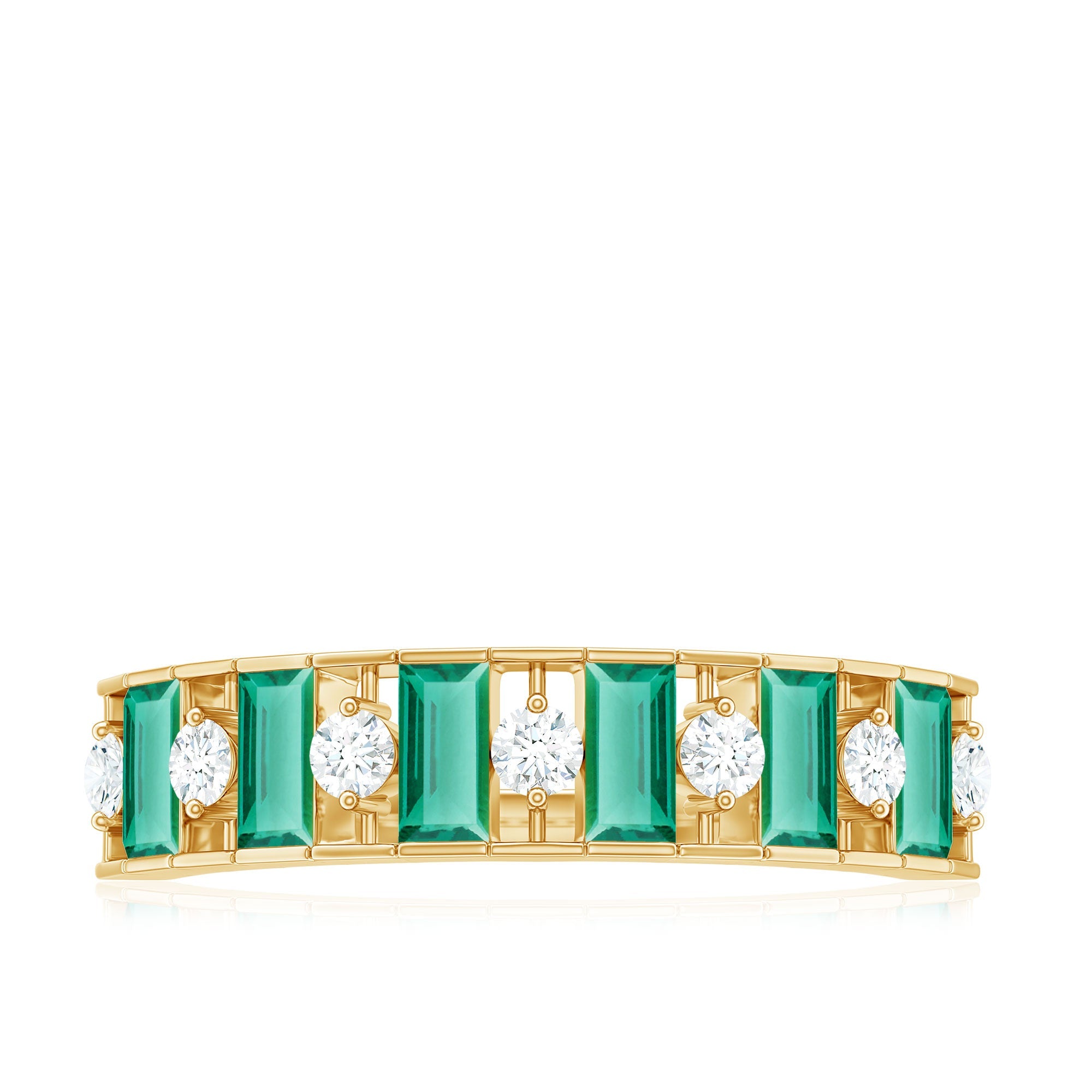 Certified Baguette Lab Grown Emerald Diamond Half Eternity Anniversary Band