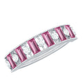 Alternate Pink Tourmaline and Diamond Half Eternity Ring