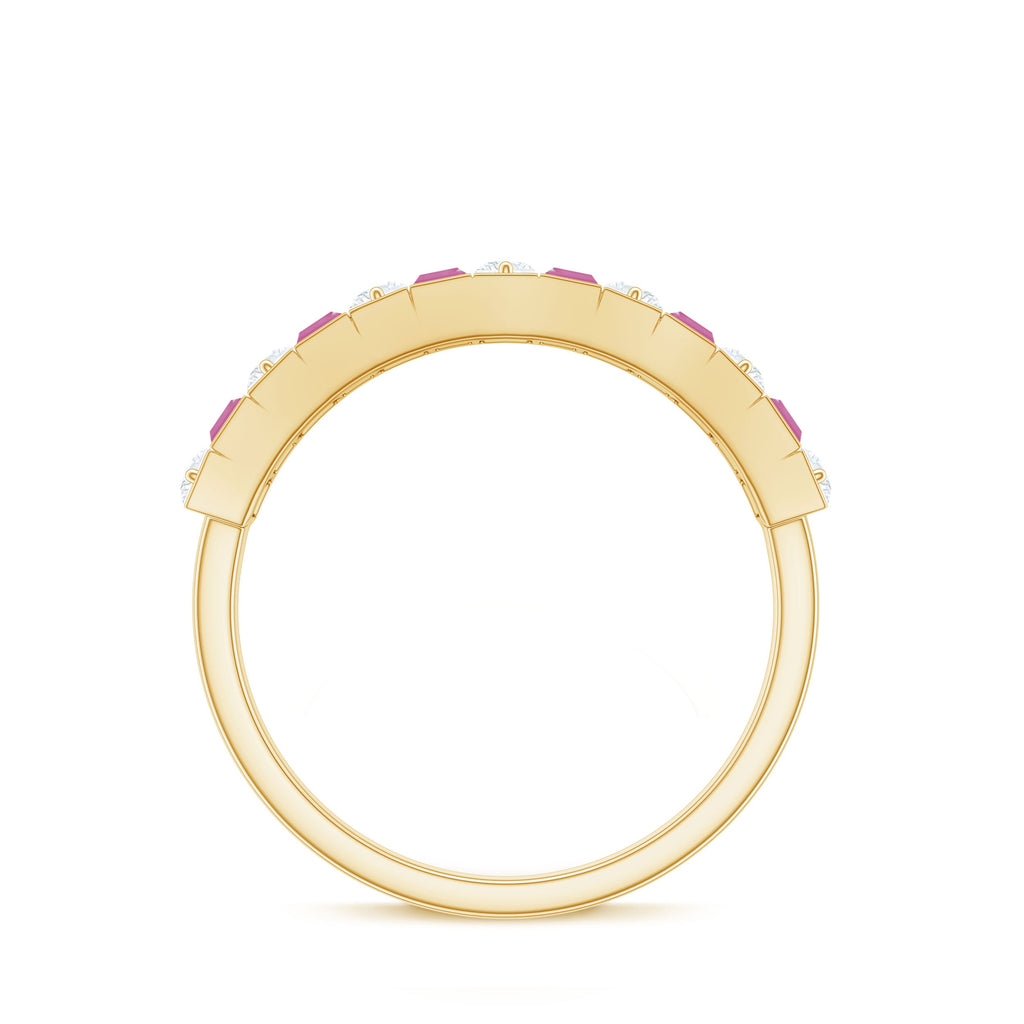 Alternate Pink Tourmaline and Diamond Half Eternity Ring
