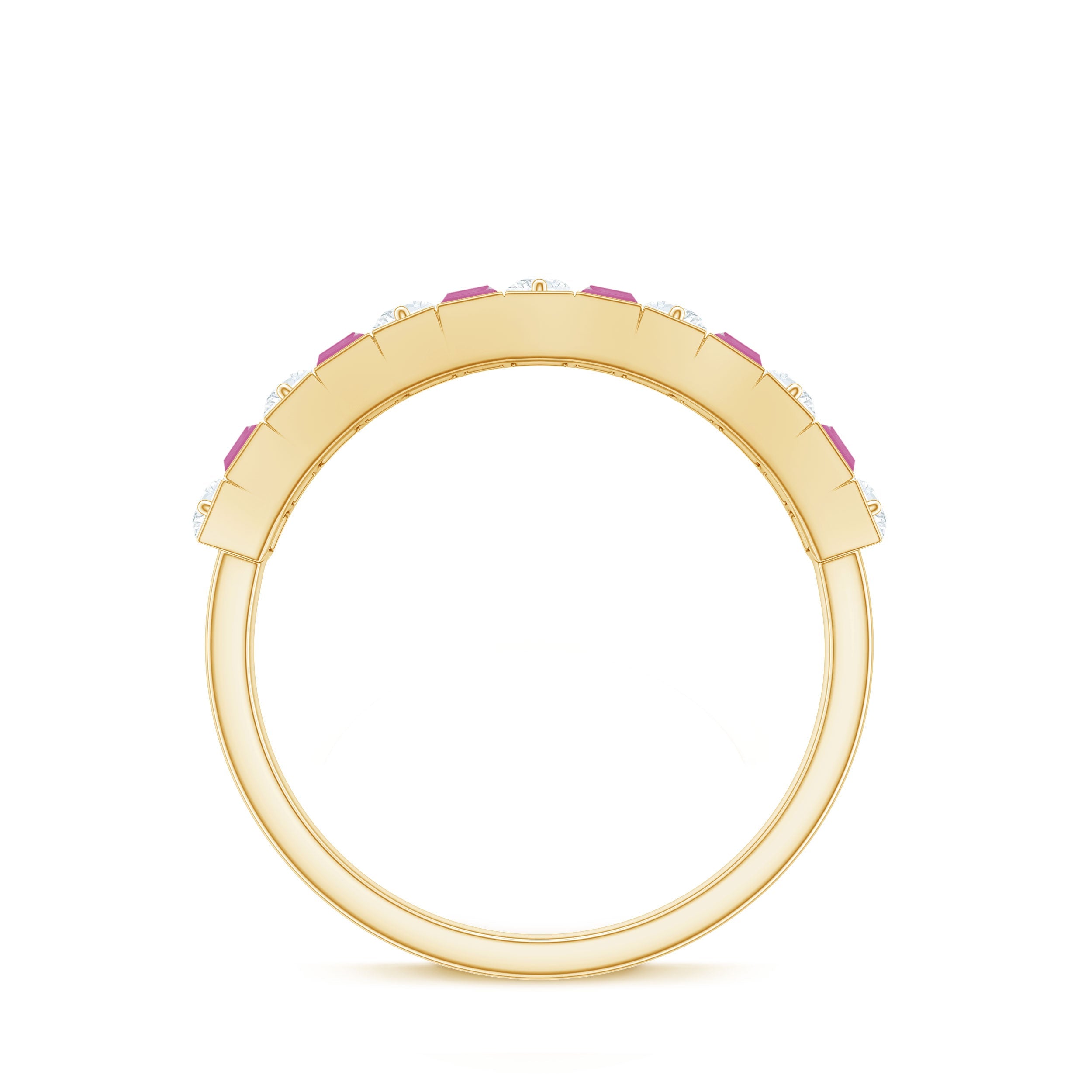 Alternate Pink Tourmaline and Diamond Half Eternity Ring