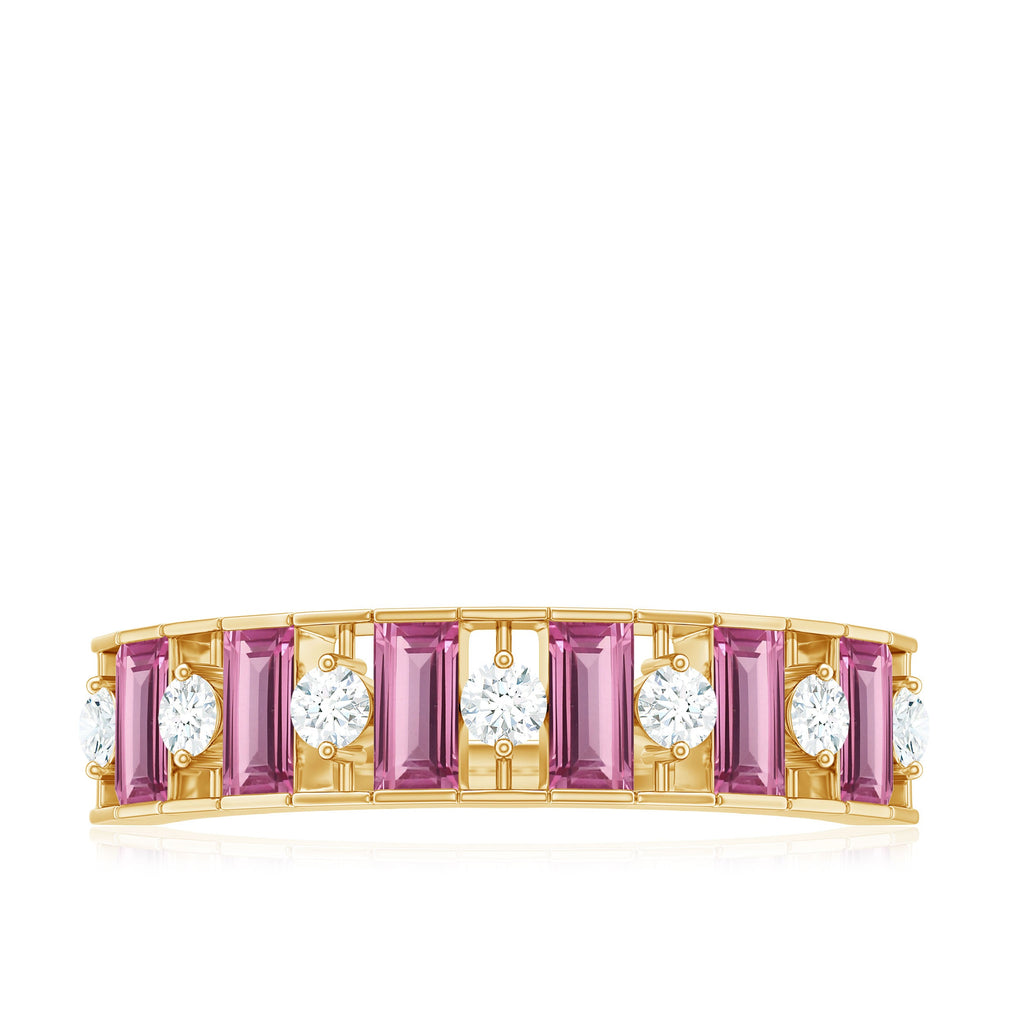 Alternate Pink Tourmaline and Diamond Half Eternity Ring