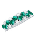 Certified Lab Grown Emerald Cluster Wedding Band with Diamond