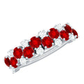 Round Lab Created Ruby and Diamond Cluster Half Eternity Ring