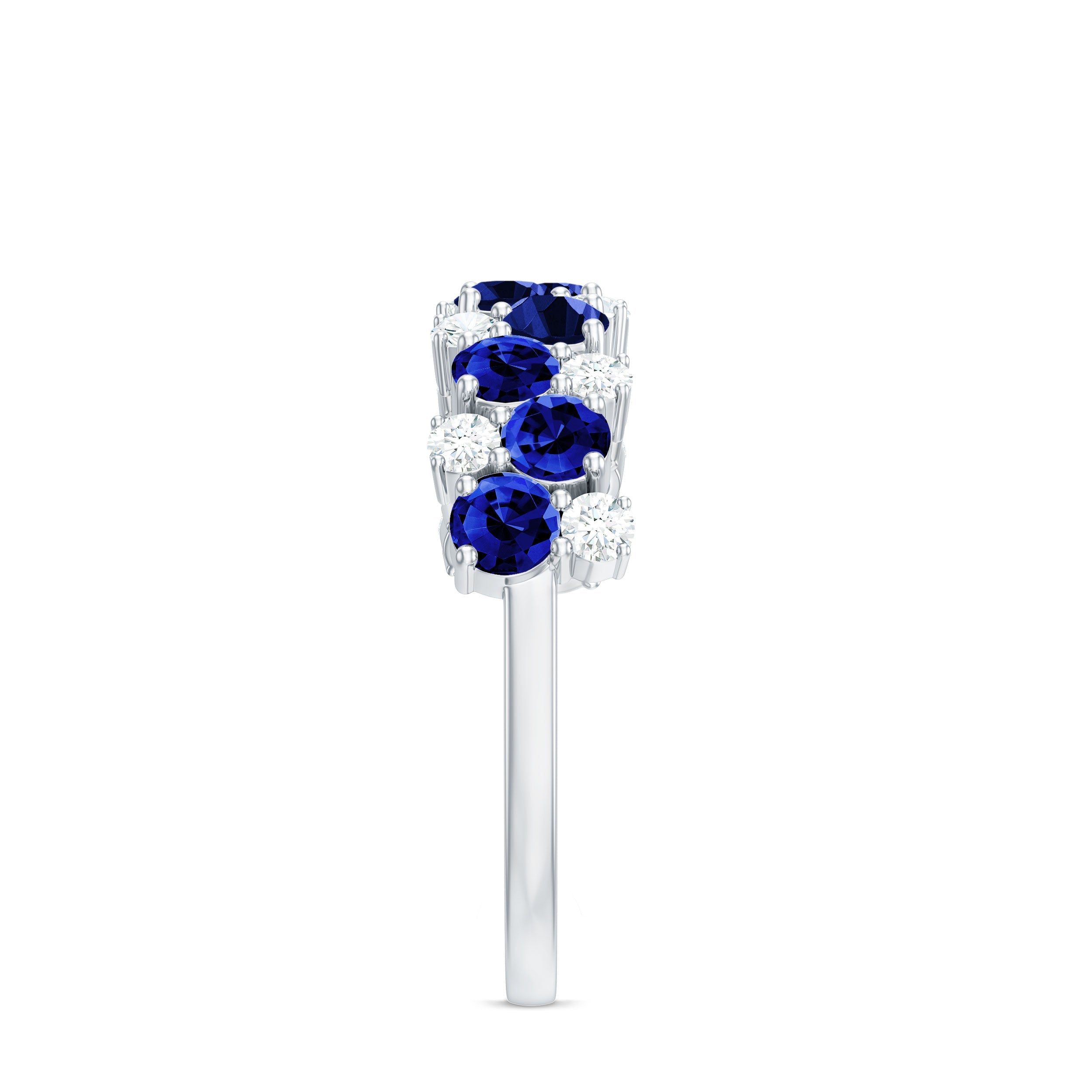 Certified Lab Grown Blue Sapphire Diamond Eternity Band Ring for Anniversary