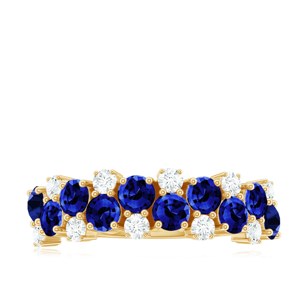 Certified Lab Grown Blue Sapphire Diamond Eternity Band Ring for Anniversary