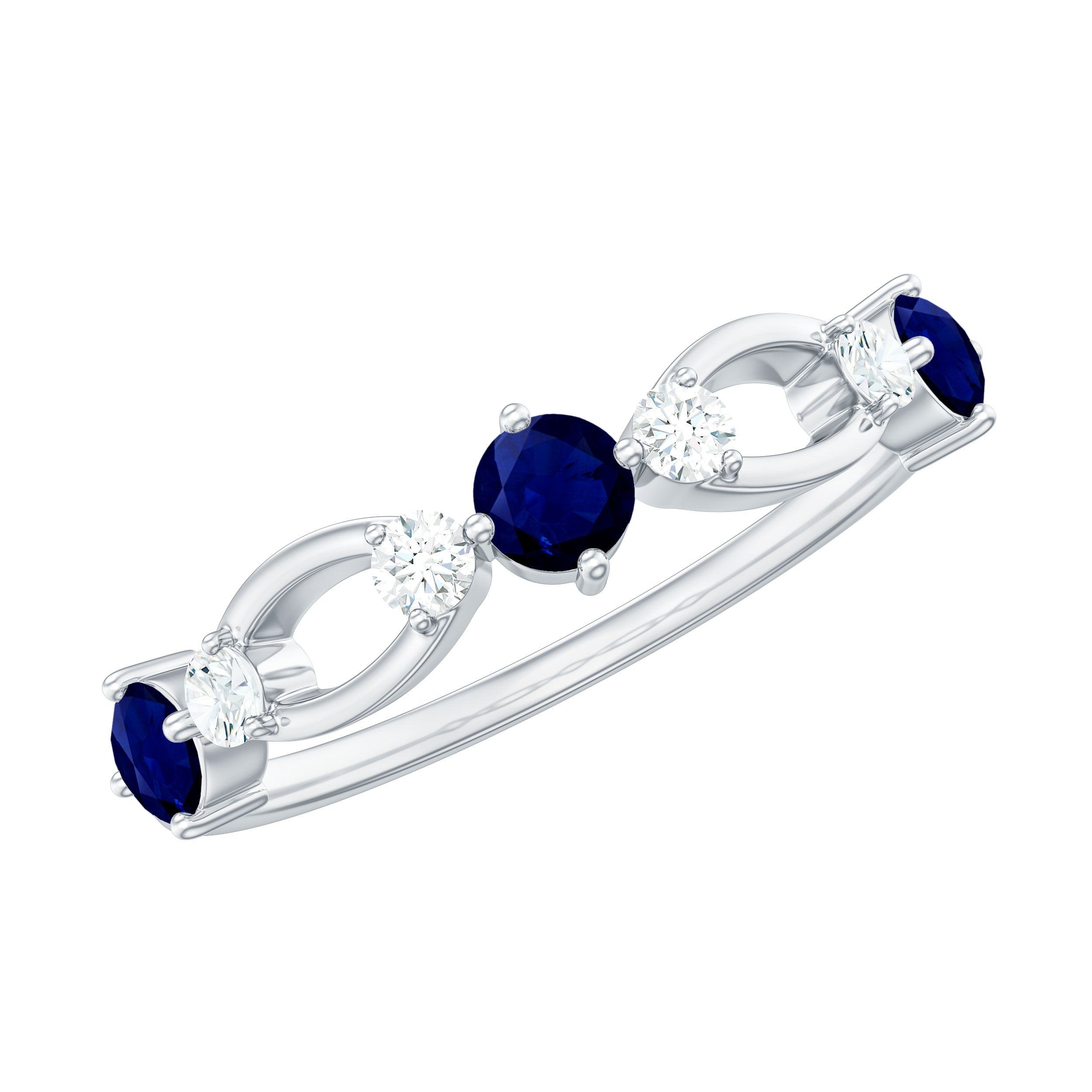 Natural Blue Sapphire Promise Ring with Diamond