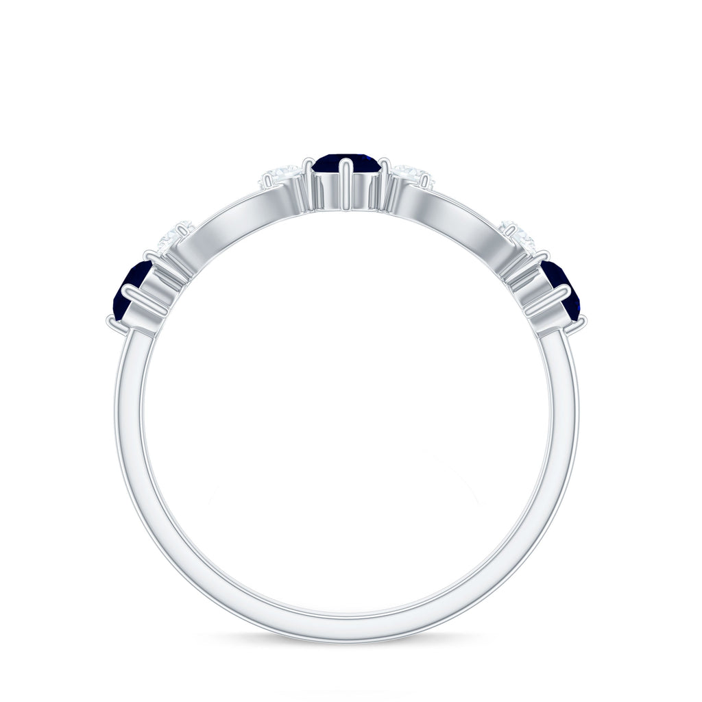Natural Blue Sapphire Promise Ring with Diamond