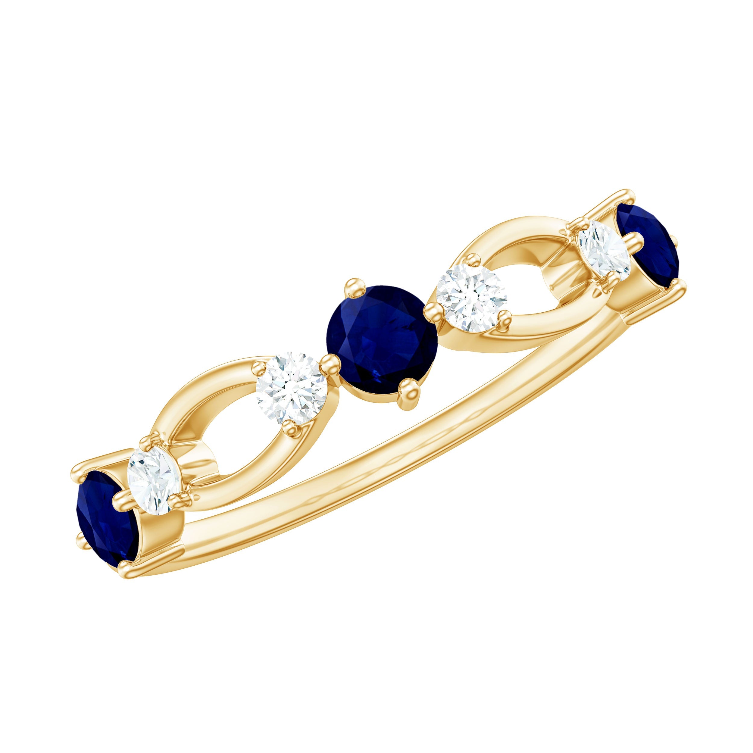 Natural Blue Sapphire Promise Ring with Diamond