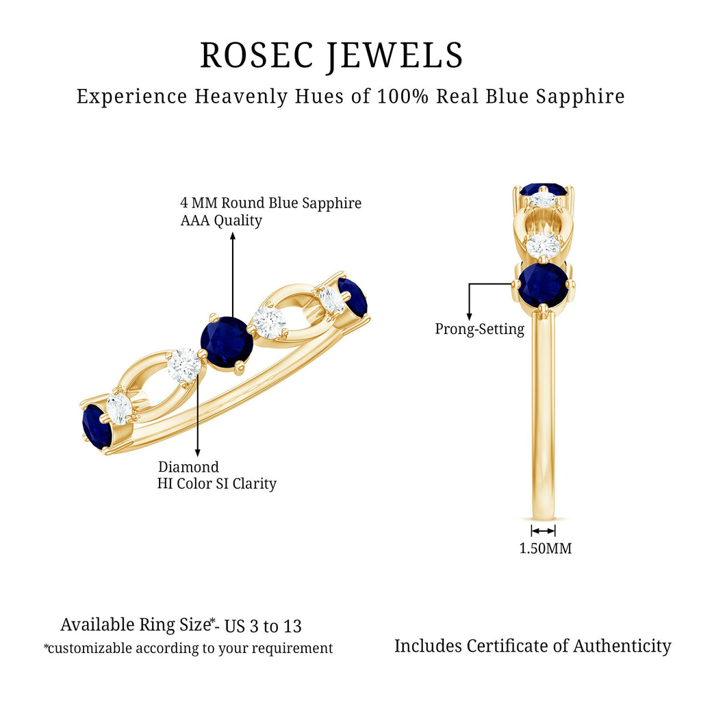 Natural Blue Sapphire Promise Ring with Diamond