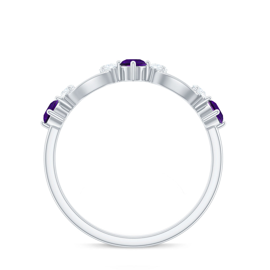 Natural Amethyst Diamond Promise Ring for Women
