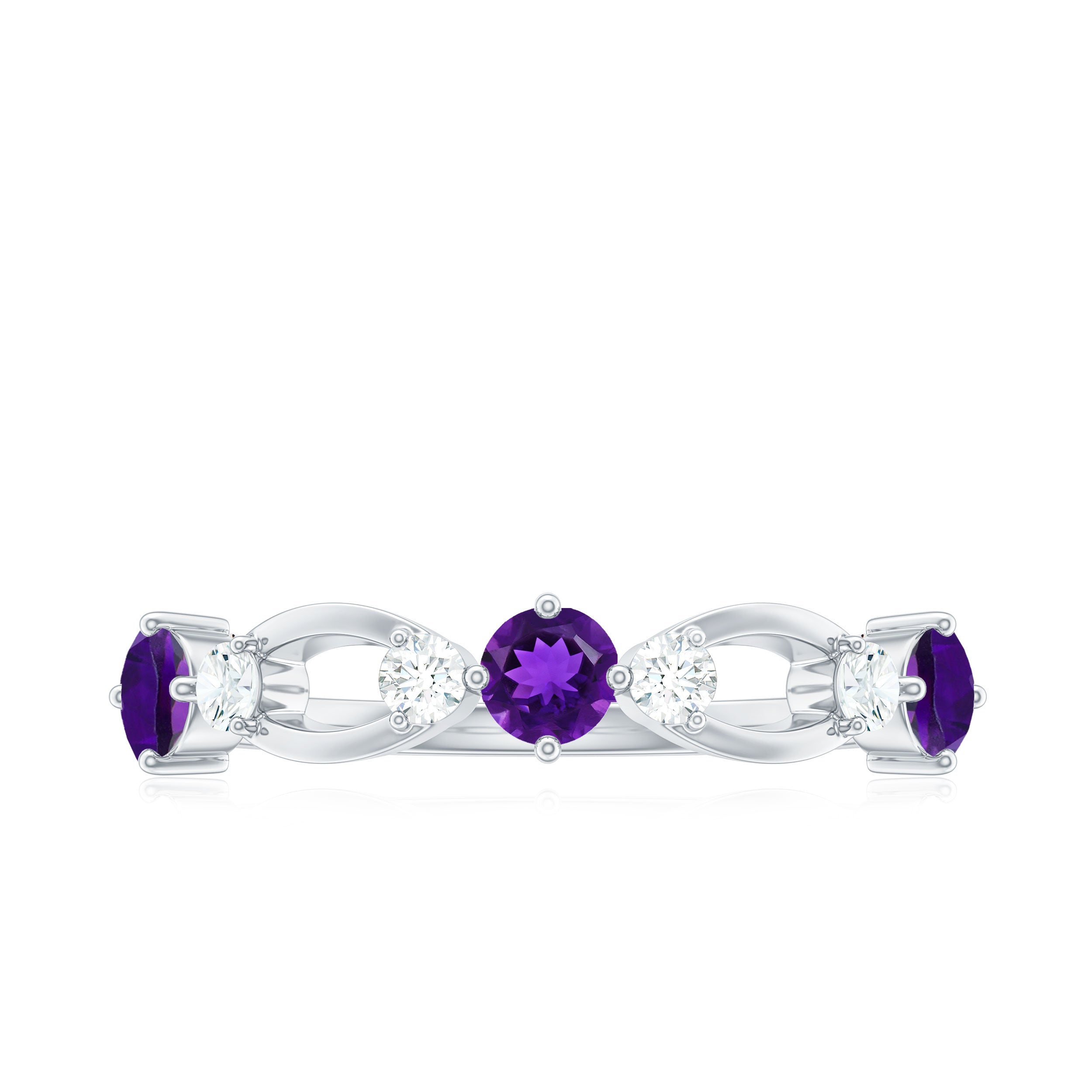 Natural Amethyst Diamond Promise Ring for Women