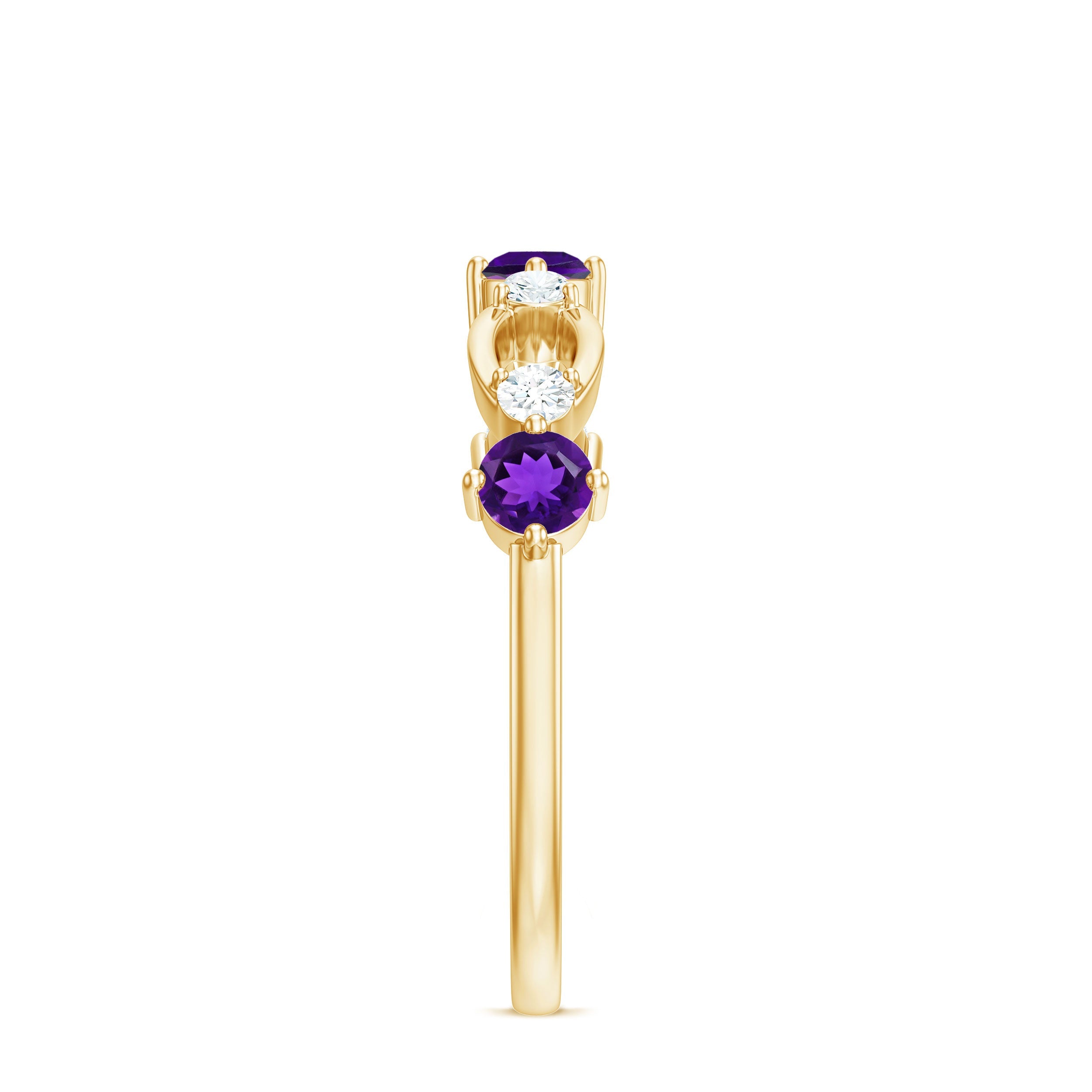 Natural Amethyst Diamond Promise Ring for Women