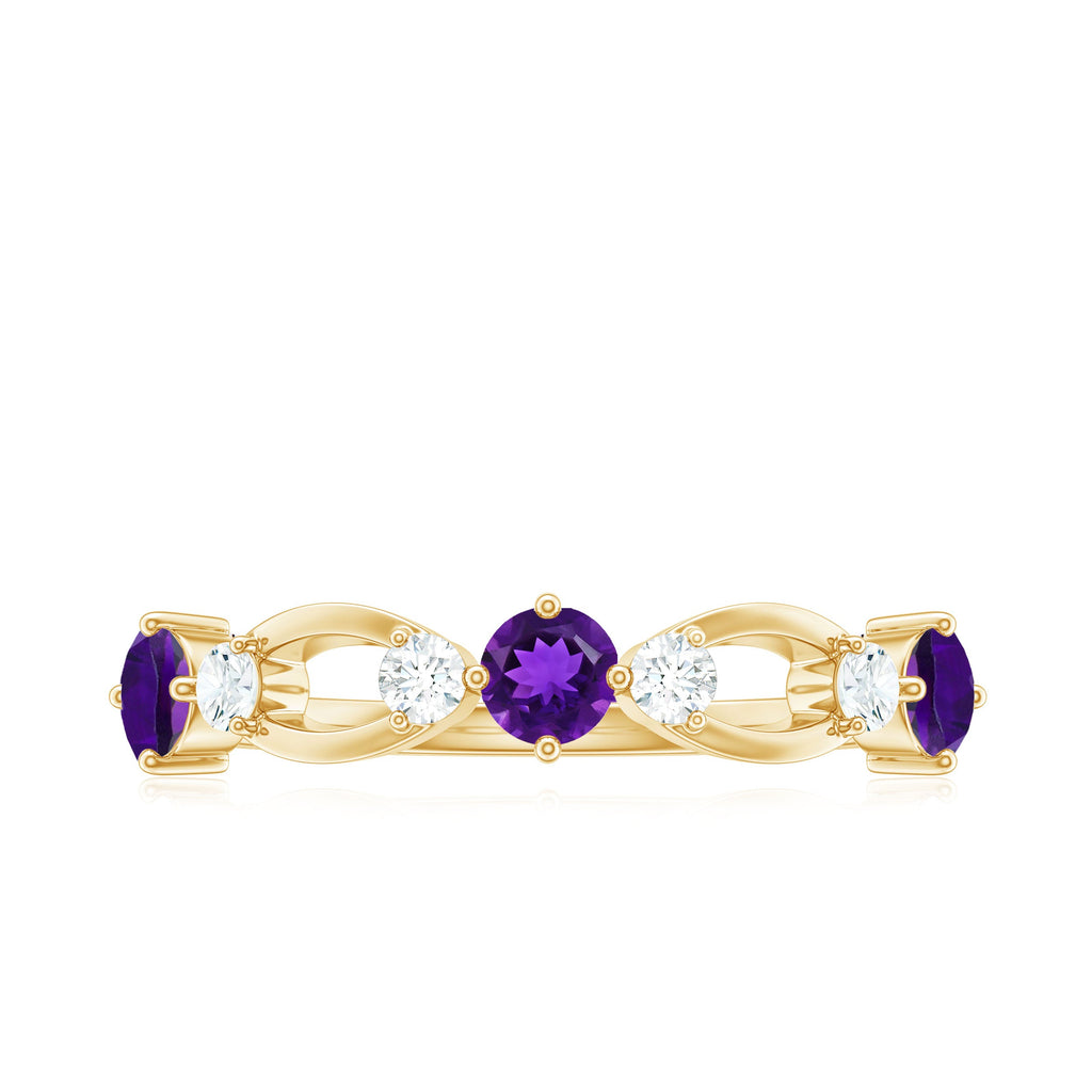 Natural Amethyst Diamond Promise Ring for Women