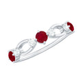 Genuine Ruby Promise Ring with Diamond for Women