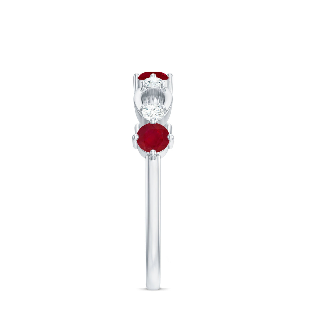 Genuine Ruby Promise Ring with Diamond for Women