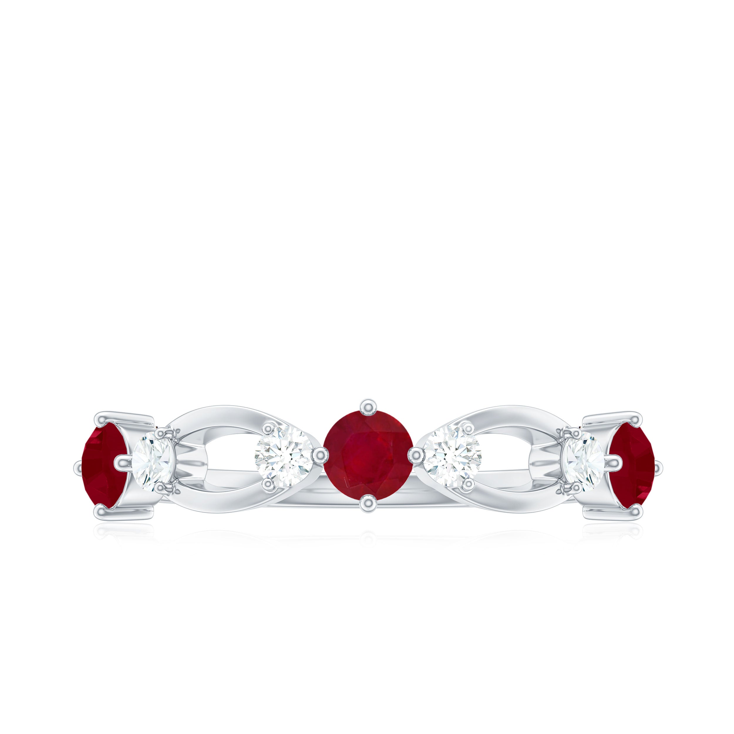 Genuine Ruby Promise Ring with Diamond for Women