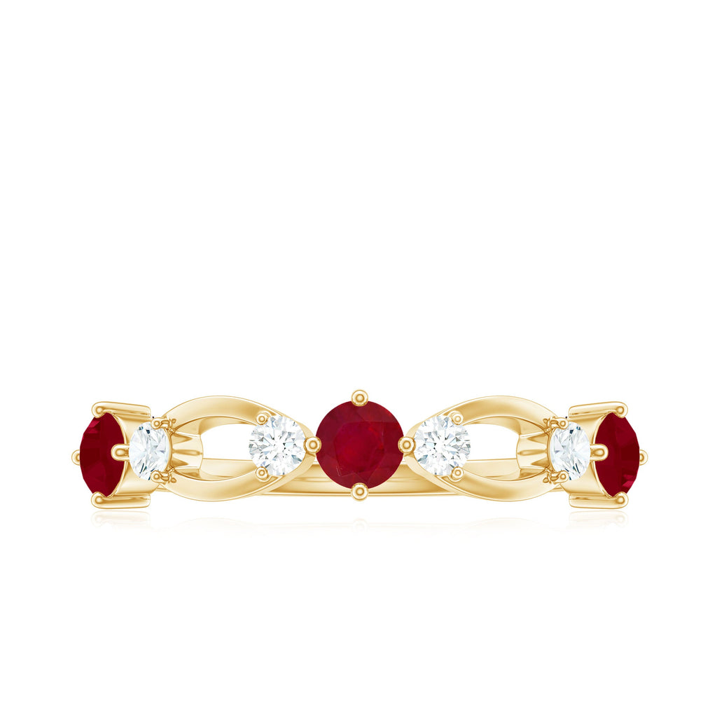 Genuine Ruby Promise Ring with Diamond for Women