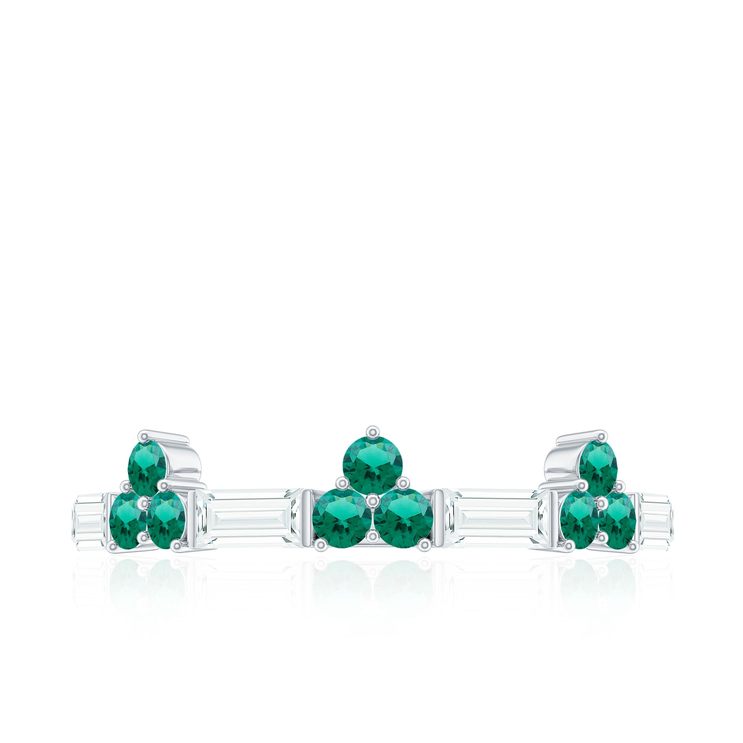 Certified Lab Grown Emerald Half Eternity Anniversary Ring with Moissanite
