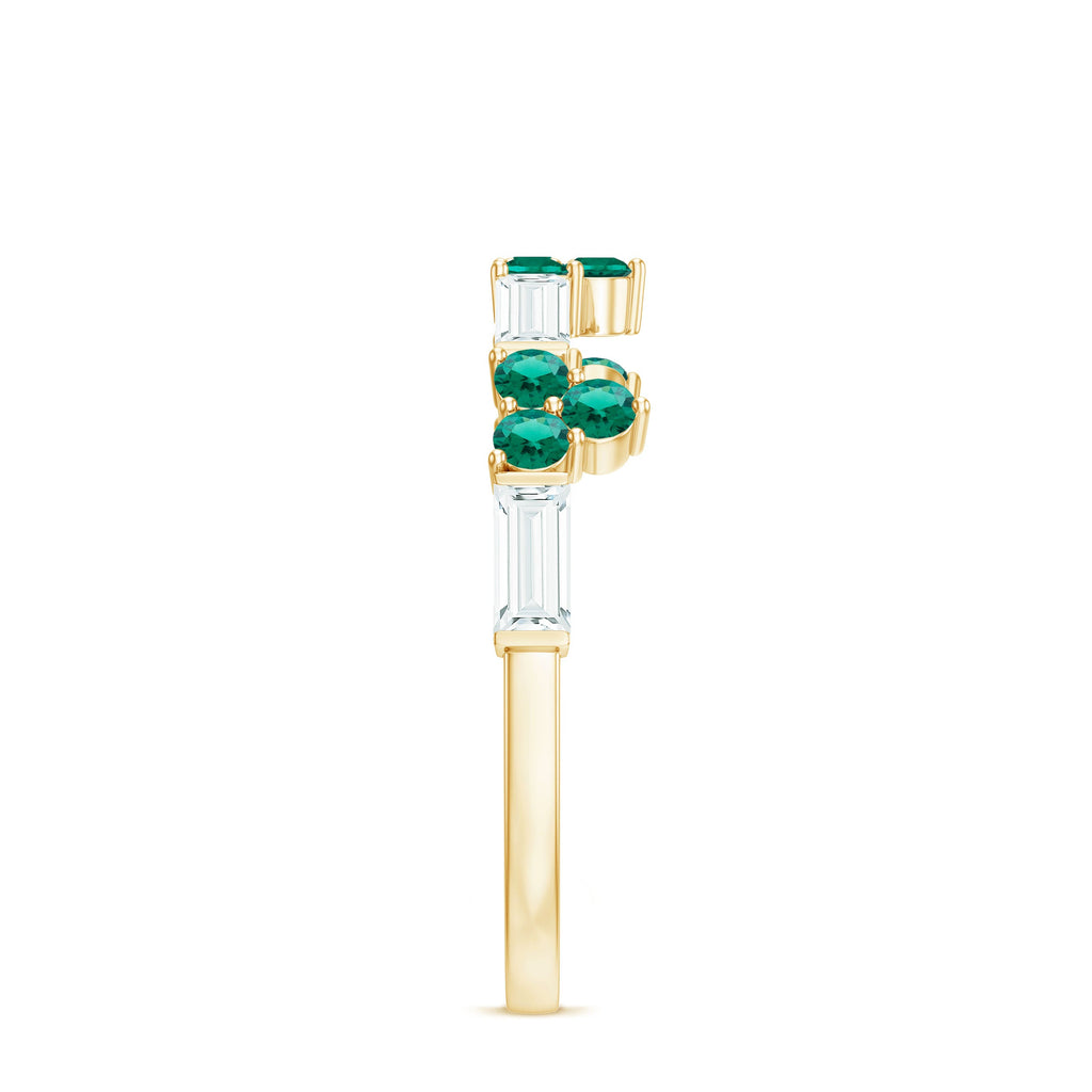 Certified Lab Grown Emerald Half Eternity Anniversary Ring with Moissanite