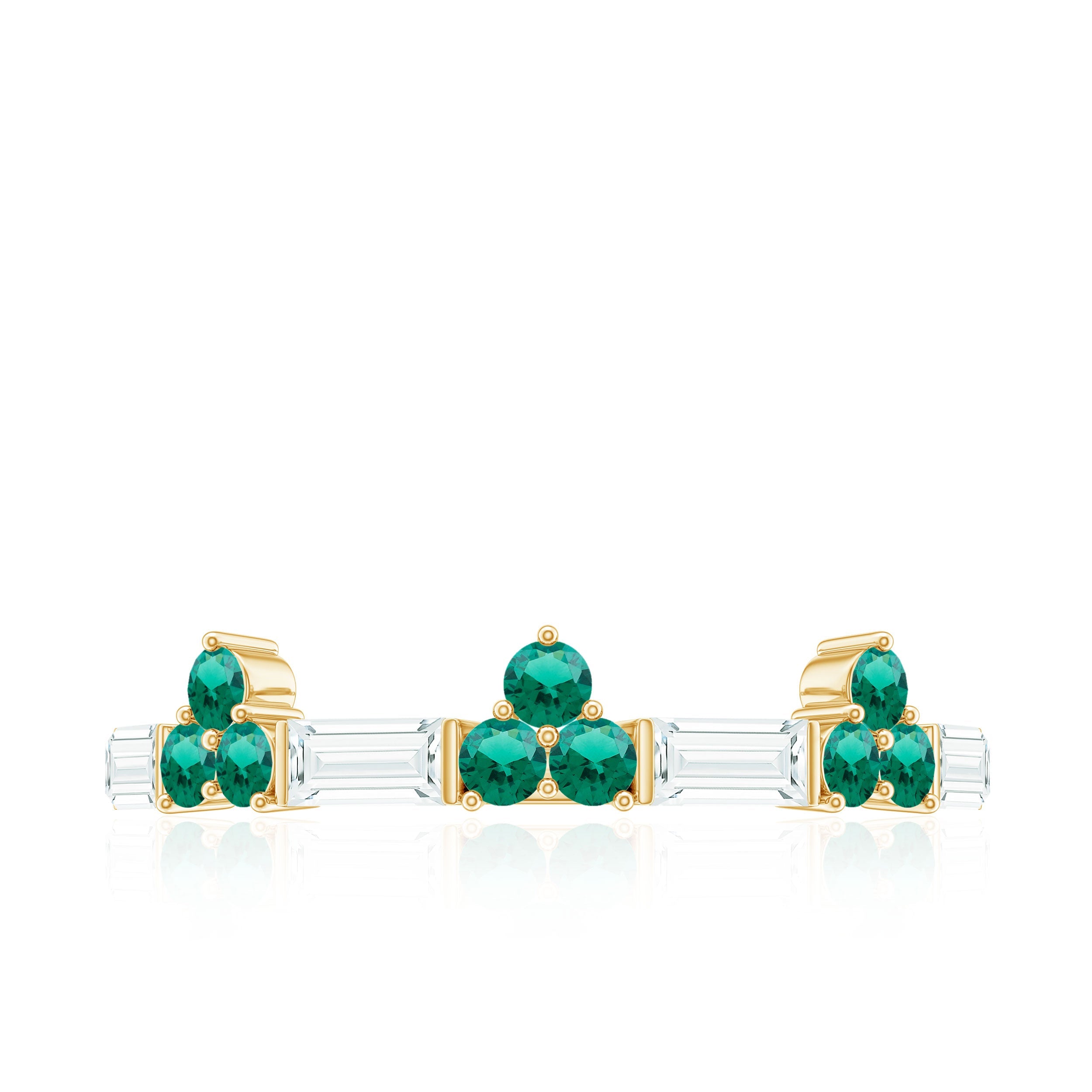 Certified Lab Grown Emerald Half Eternity Anniversary Ring with Moissanite