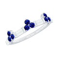 Certified Lab Blue Sapphire Half Eternity Anniversary Ring with Moissanite