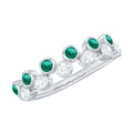 Bezel Set Lab Grown Emerald and Diamond Half Eternity Ring