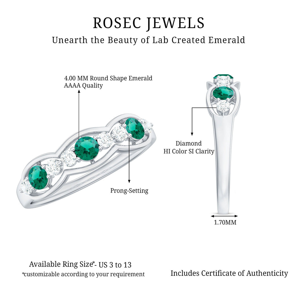 Certified Lab Grown Emerald Diamond Half Eternity Anniversary Ring
