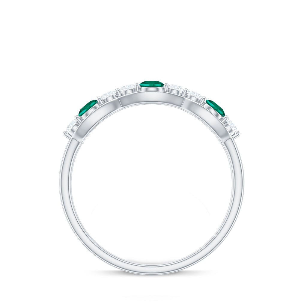 Certified Lab Grown Emerald Diamond Half Eternity Anniversary Ring