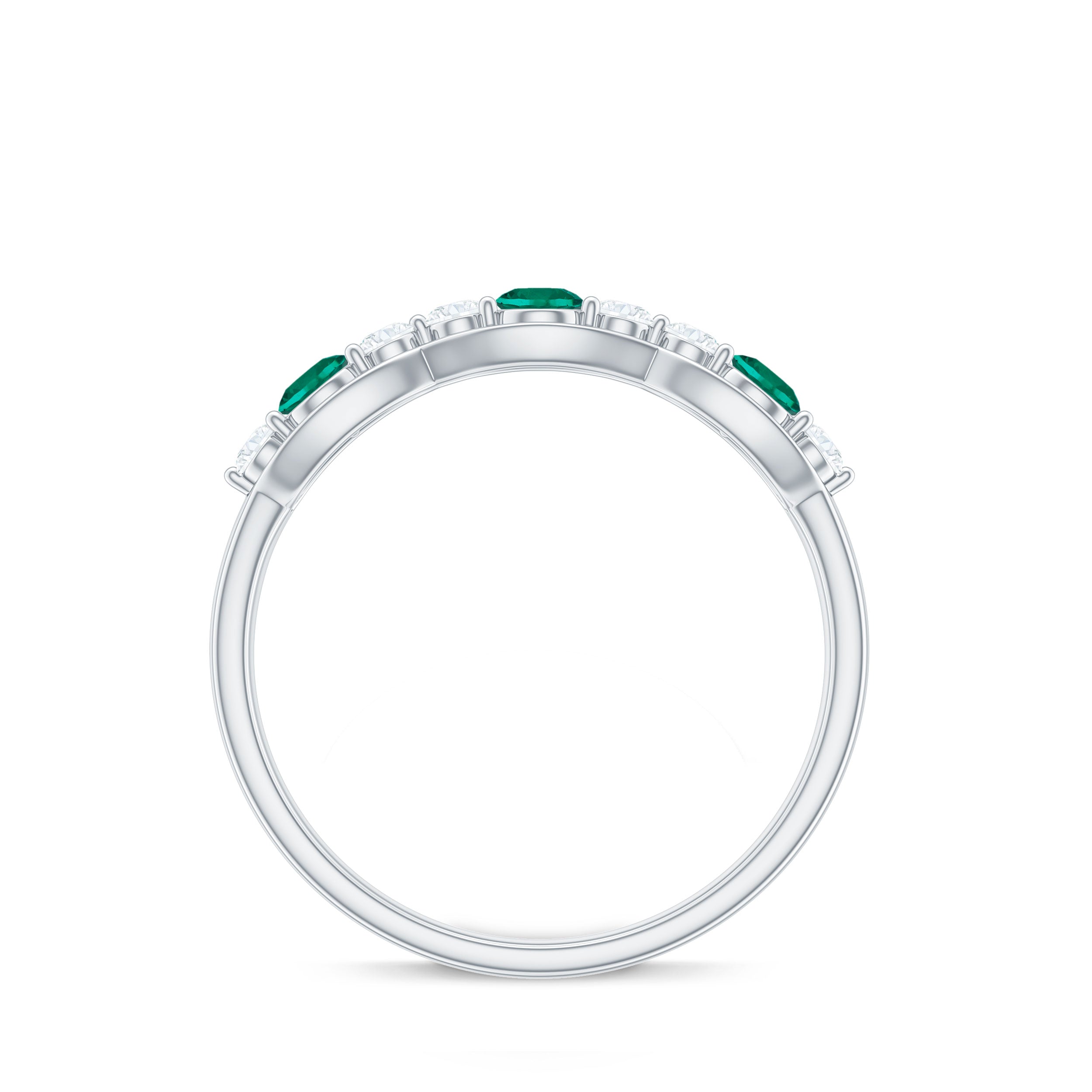 Certified Lab Grown Emerald Diamond Half Eternity Anniversary Ring