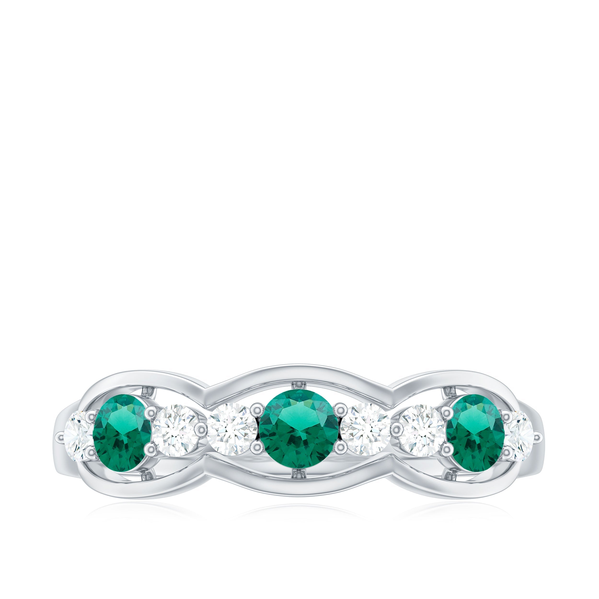 Certified Lab Grown Emerald Diamond Half Eternity Anniversary Ring