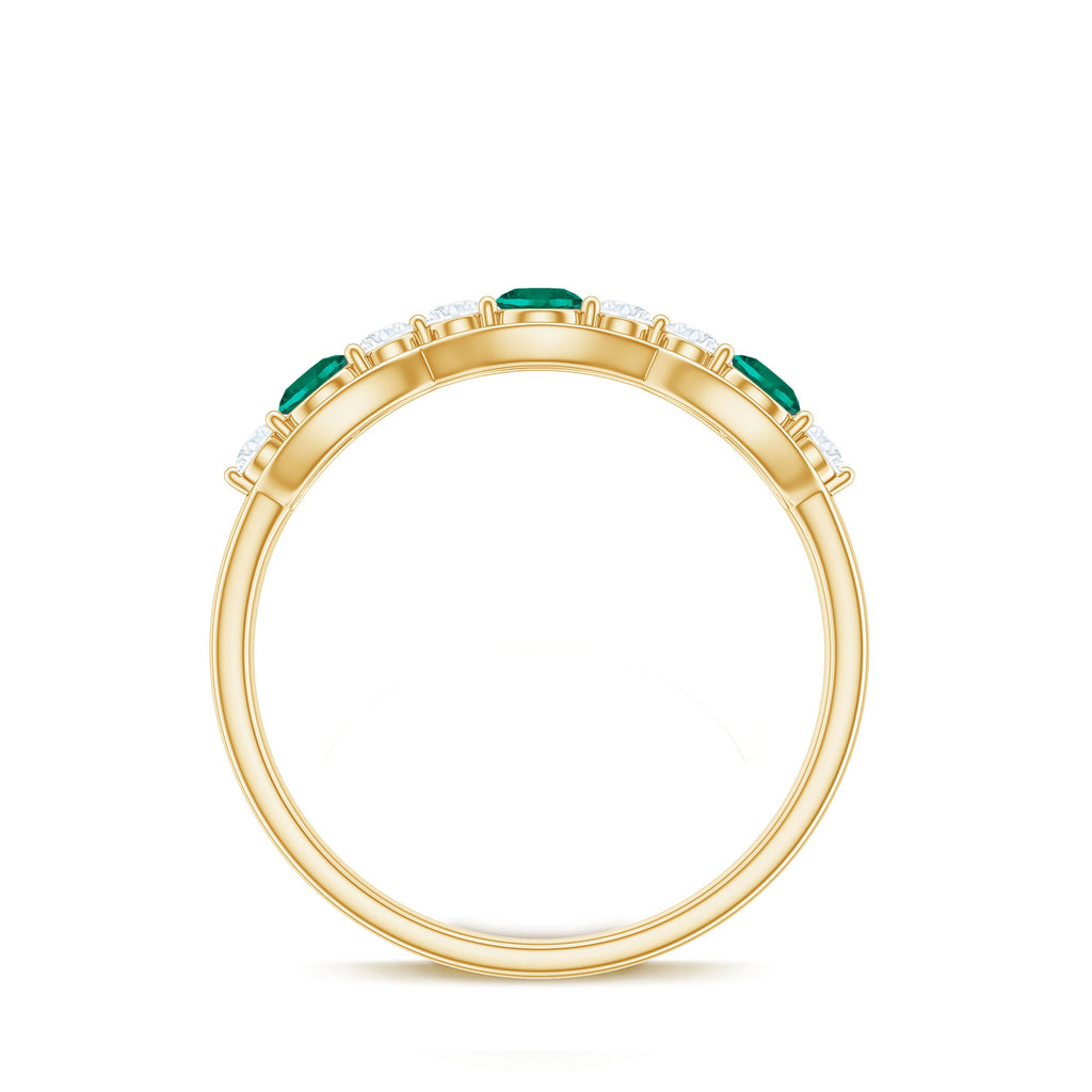Certified Lab Grown Emerald Diamond Half Eternity Anniversary Ring